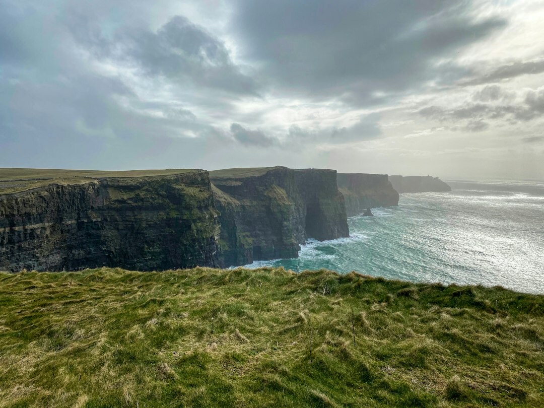 Rugged Danish coastline with cliffs and grey sea