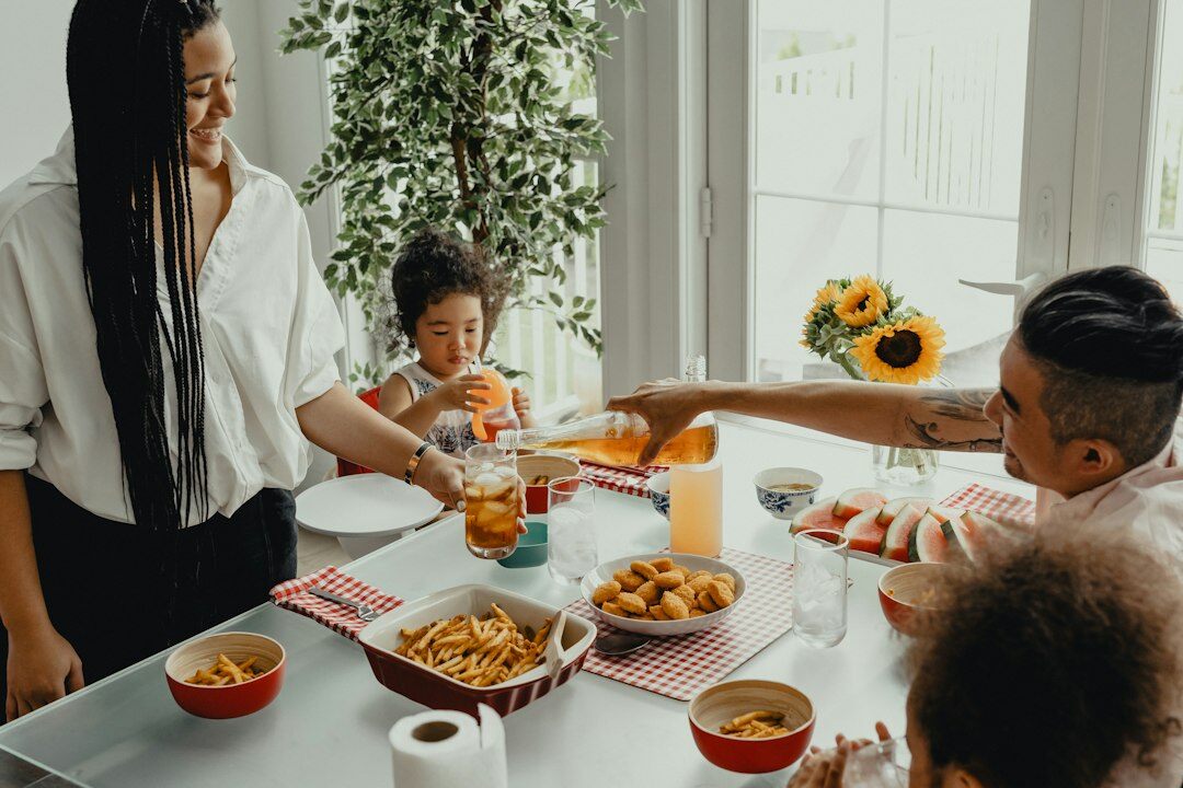 family at dinner table